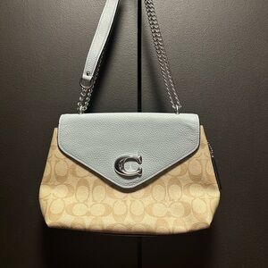 Coach Cream Blue Shoulder Bag